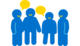 Icon einer Gruppe von Personen, die im Halbkreis stehen und sich unterhalten.