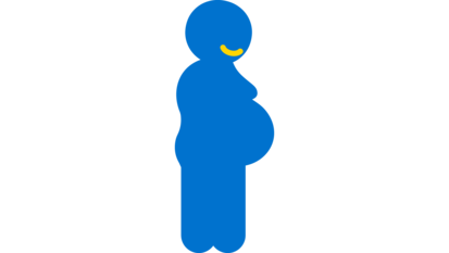 Icon einer Person, die seitlich steht und einen runden Bauch hat. Es steht für Schwangerschaft. 