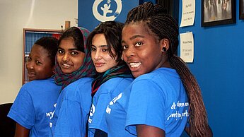 Jacqueline, Saba, Humaira und Ackissah aus Pakistan und Malawi haben in Plan-Projekten gelernt, über ihre Rechte zu sprechen. Sie vertraten Jugendliche vor der UN.