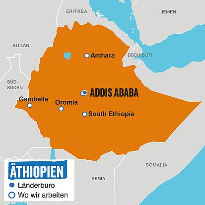 Unsere Programmgebiete in Äthiopien.