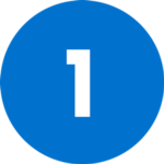 Zahl "1" auf blauem Kreis