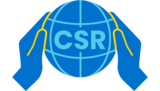 Icon von zwei Händen, die eine Weltkugel halten. Auf der Weltkugel stehen die Buchstaben CSR. Es steht für soziale Verantwortung.