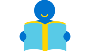 Icon einer Person, die Buch in den Händen hält und darin liest. 
