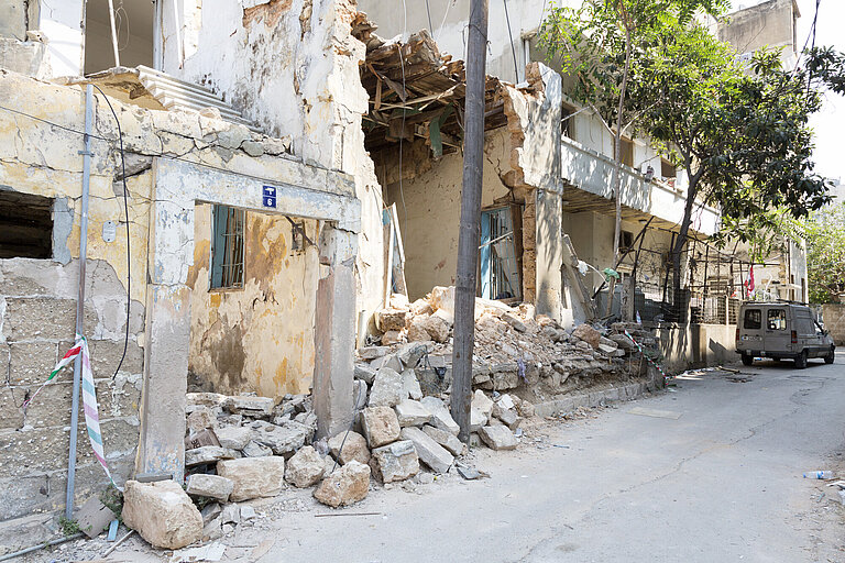 Straße in Beirut nach der Explosion