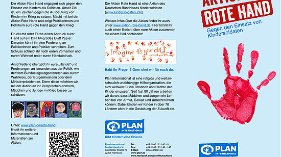 Kindersoldaten Aktion "Rote Hand" Flyer - Seite 1