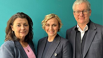 Vorstandsvorsitzende Petra Berner und Vorstandsmitglied Frank Thomsen zu Besuch bei Caren Miosga in Berlin