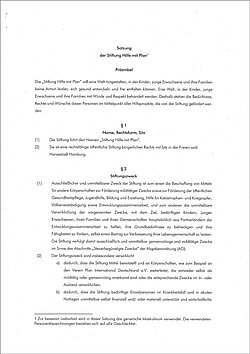 Download Satzung der Stiftung Hilfe mit Plan
