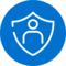 Icon einer Person mit Schutzschild 