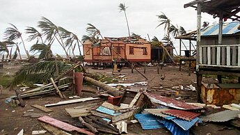 Viele Häuser wurden stark beschädigt, wie hier in Nicaragua
