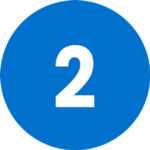 Zahl "2" auf blauem Kreis Zahl "2" auf blauem Kreis