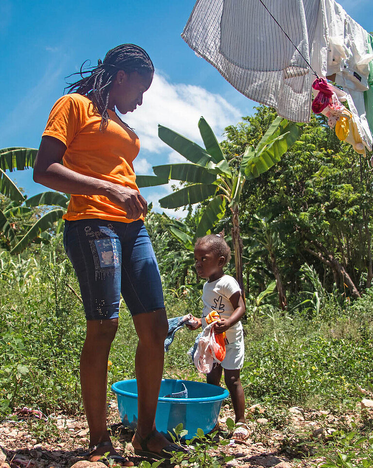Salinda (22) ist mit ihrer Tochter aus Port-au-Prince weggezogen