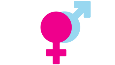 Weibliches und männliches Geschlechtszeichen als Symbole übereinander