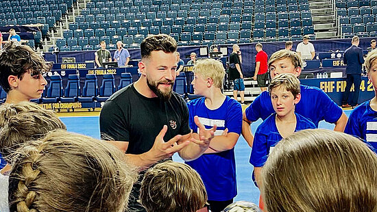 Erik Jäger und Plan beim EHF Final4 2022