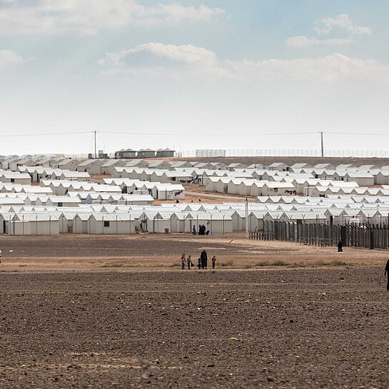 Blick über das riesige Geflüchtetenlager Azraq.