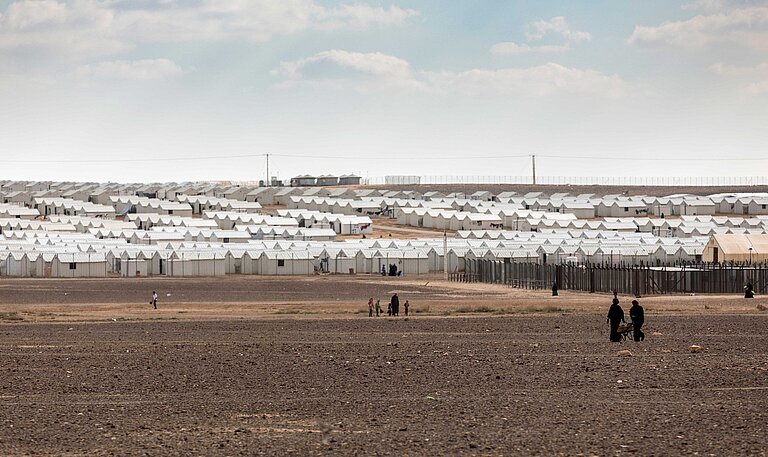 Blick über das riesige Geflüchtetenlager Azraq.