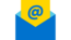 Icon eines geöffneten Briefs mit einem Zettel, auf dem ein @-Zeichen steht.