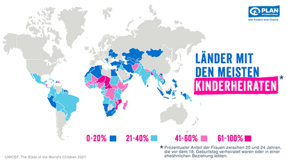 Weltkarte: Länder mit den meisten Kinderheiraten