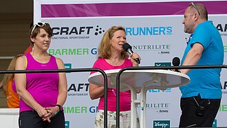 Beim CRAFT Women's Run in Berlin gab Marion Kracht ein Interview zu ihrem langjährigen Engagement für Plan. © CRAFT Women’s Run / Norbert Wilhelmi