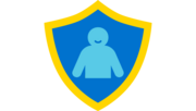 Icon eines Schutzwappens mit einer Kinderfigur im Zentrum. Es steht für unseren Wirkungsbereich zum Schutz von Kindern vor Gewalt