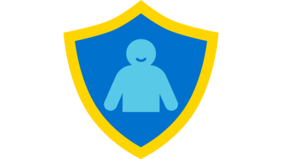 Icon eines Schutzwappens mit einer Kinderfigur im Zentrum. Es steht für unseren Wirkungsbereich zum Schutz von Kindern vor Gewalt