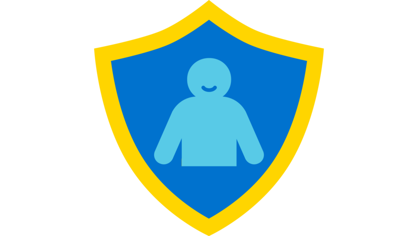 Icon eines Schutzwappens mit einer Kinderfigur im Zentrum. Es steht für unseren Wirkungsbereich zum Schutz von Kindern vor Gewalt
