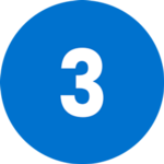 Zahl "3" auf blauem Kreis
