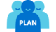 Icon von drei Personen mit dem Plan-Logo auf dem Shirt. Es steht für das Plan Team.