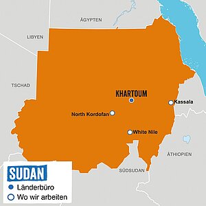 Unsere Programmgebiete im Sudan.
