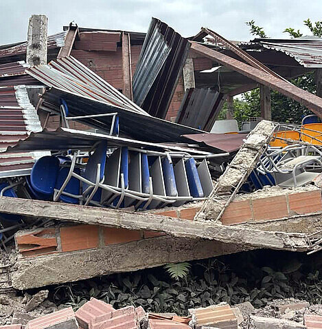 Eine Schule in Chocó liegt in Trümmern