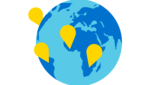 Katastrophenvorsorge Icon einer Erde mit Stecknadeln auf bestimmten Orten.