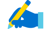 Icon einer Hand, die einen Stift hält und schreibt.
