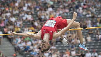 Als Charity-Partner des ISTAF 2019 präsentierte Plan International den Hochsprung der Männer mit Mateusz Przybylko.