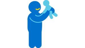 Icon einer Person, die ein Kleinkind hochhebt. 
