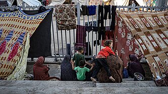 Zelte in einem ehemaligen Stadion in Gaza