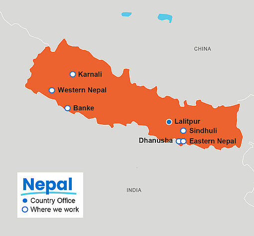 Physische Karte von Nepal 
