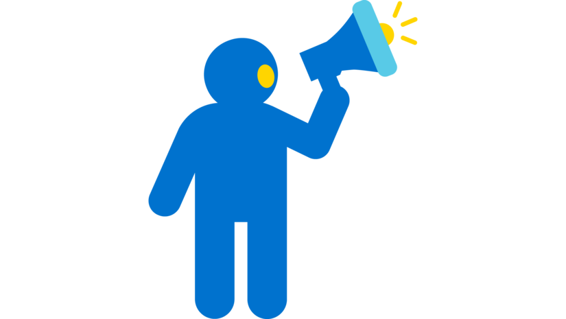 Icon einer Person, die in ein Megafon spricht. Es steht für unseren Wirkungsbereich zur politischen Teilhabe.