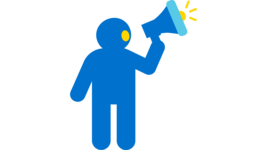 Icon einer Person, die in ein Megafon spricht. Es steht für unseren Wirkungsbereich zur politischen Teilhabe. 
