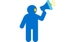Icon einer Person, die in ein Megafon spricht. Es steht für unseren Wirkungsbereich zur politischen Teilhabe. 