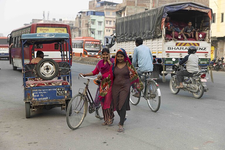Eine Straßenszene in Nepal