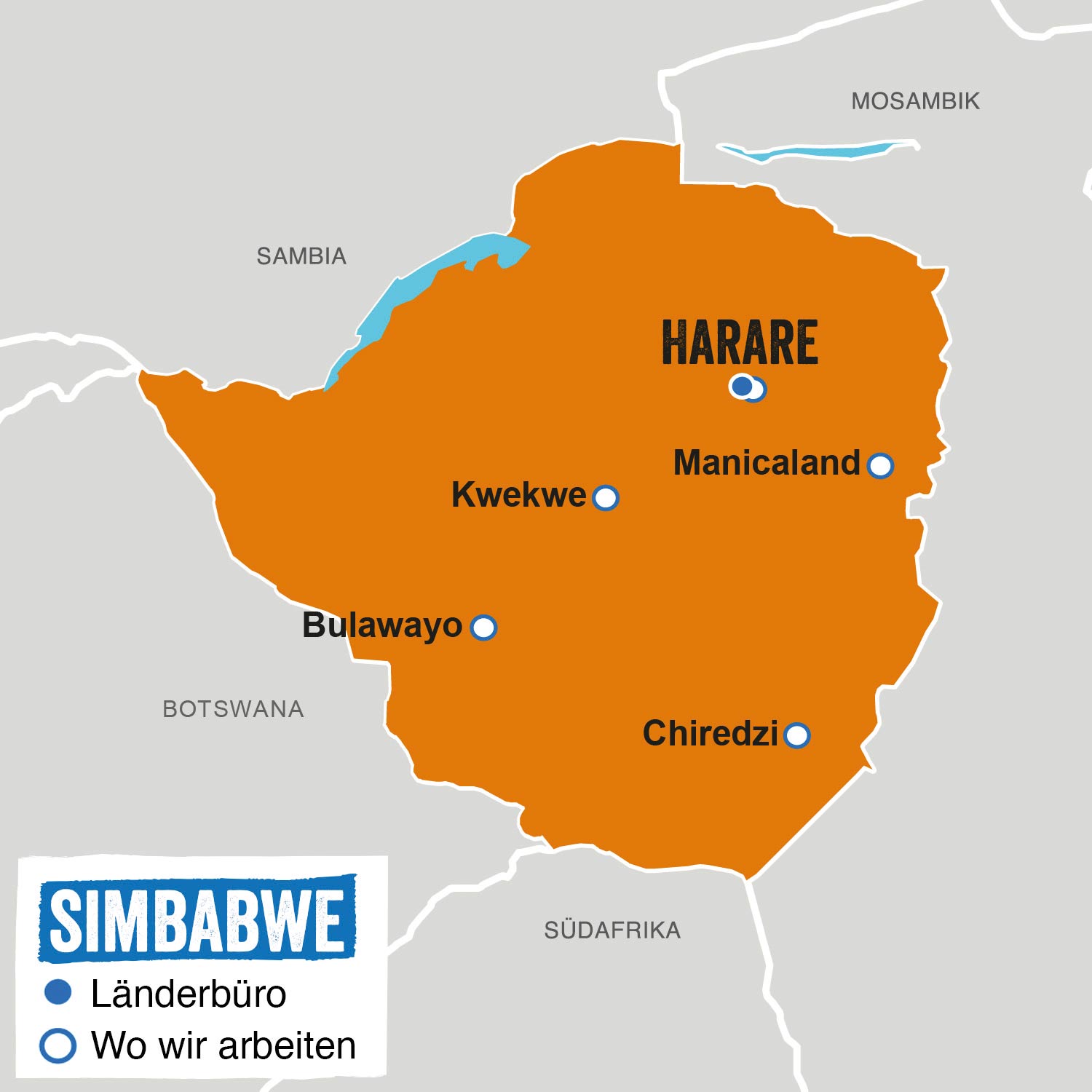 Simbabwe Landkarte