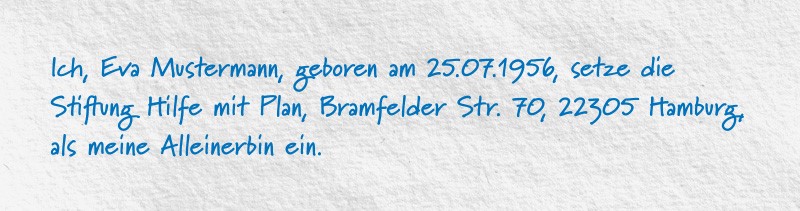 Eine Musterformulierung für eine Erbeinsetzung.