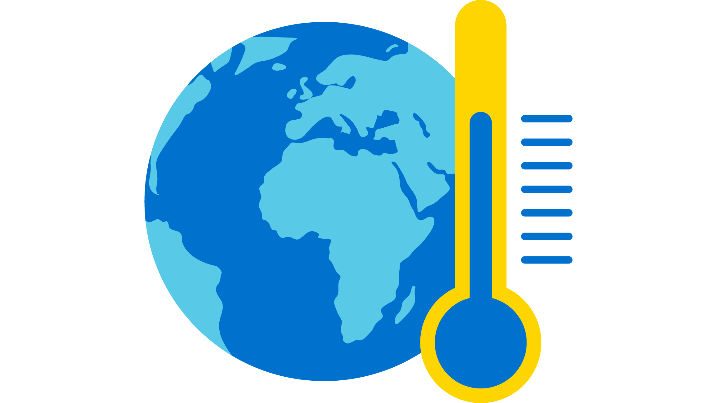 Icon einer Weltkugel mit einem Thermometer daneben. Es steht für Erderwärmung.