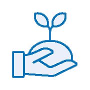 Icon "Hand mit Setzling" als Symbol für "Investition in die Zukunft"